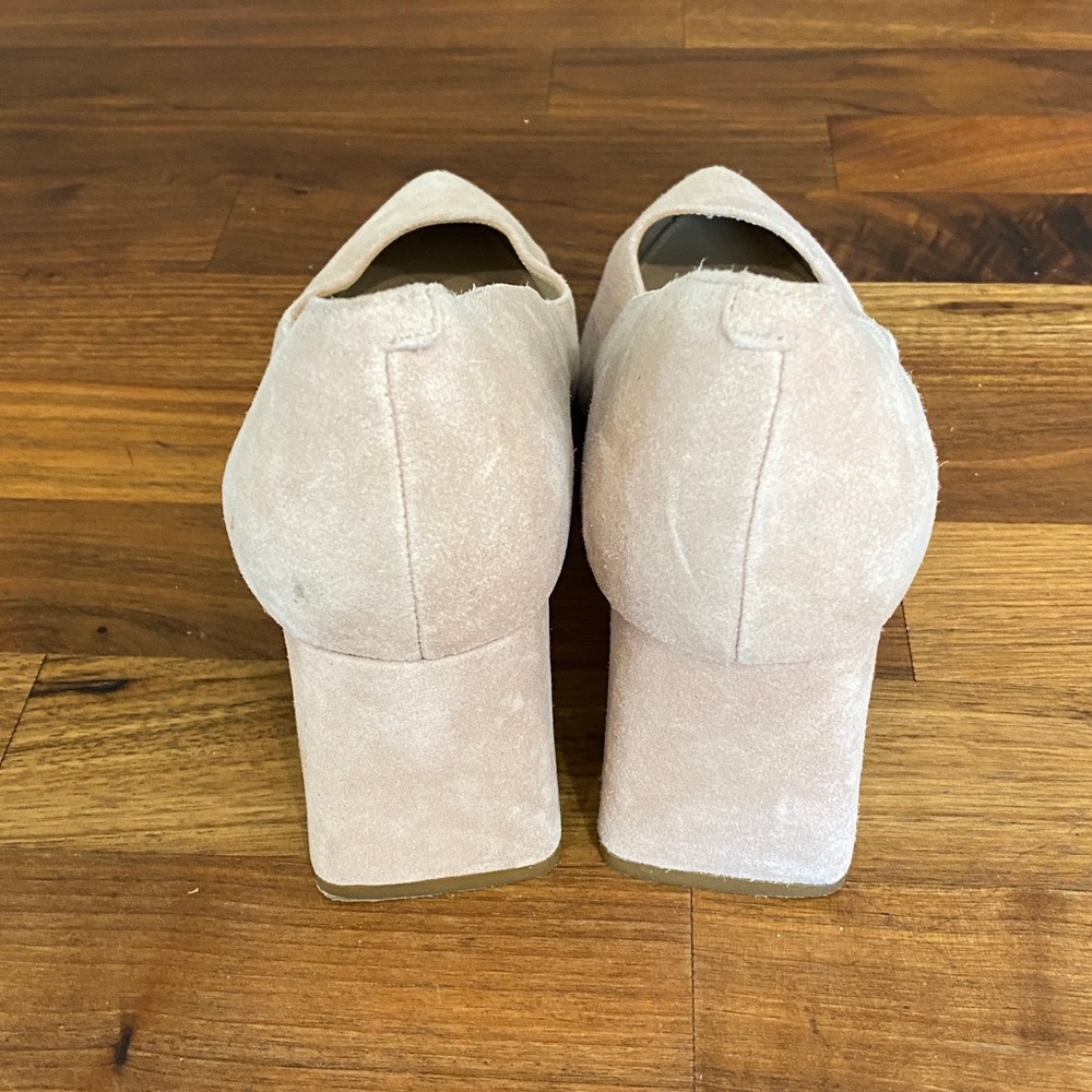 Marc Fisher Lewisa Natural Blush Suede Pointed Toe Block Heel Pumps - Picture 4 of 13
